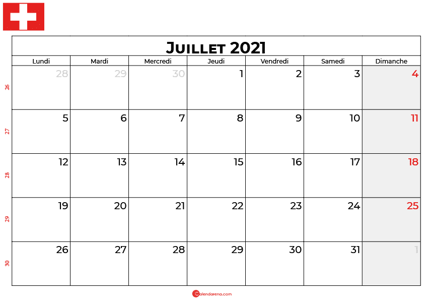 calendrier juillet 2021 swisse