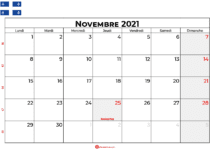 calendrier novembre 2021 Quebec
