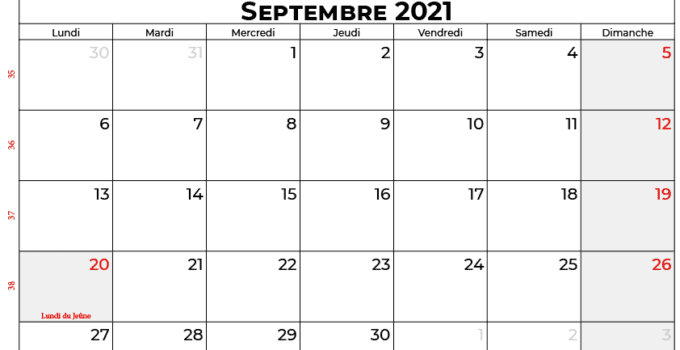 calendrier septembre 2021 swisse