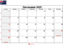 december 2021 calendar au