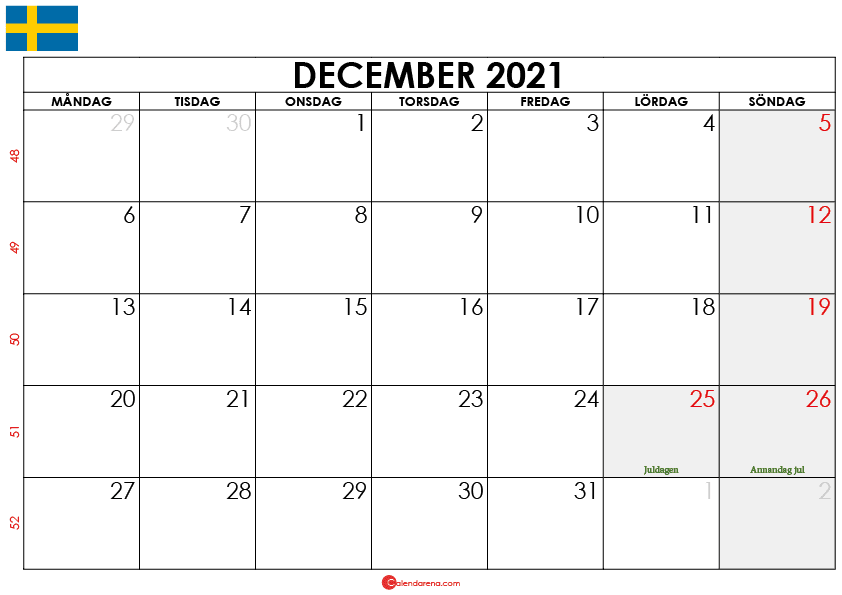 december 2021 kalender sw