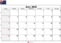 july 2021 calendar au