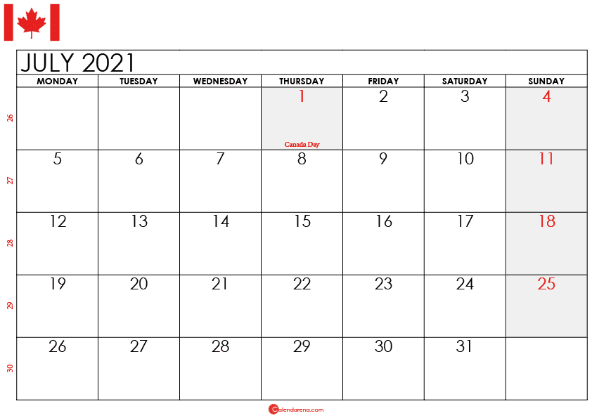 july 2021 calendar ca