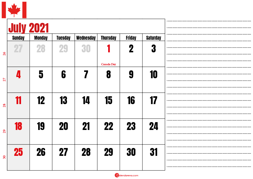 july 2021 printable calendar ca