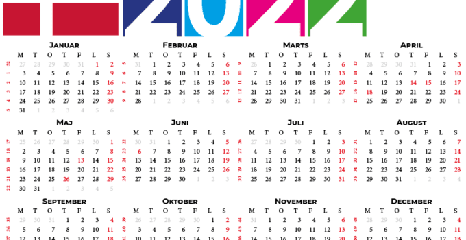 Kalender 2022 med helligdage