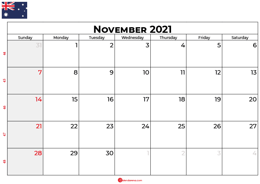 november 2021 calendar au