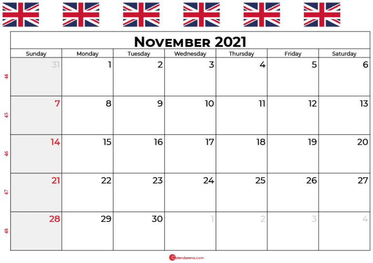 Download Free November 2021 Calendar UK