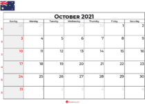 october 2021 calendar au