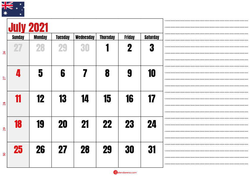 printable july 2021 calendar au