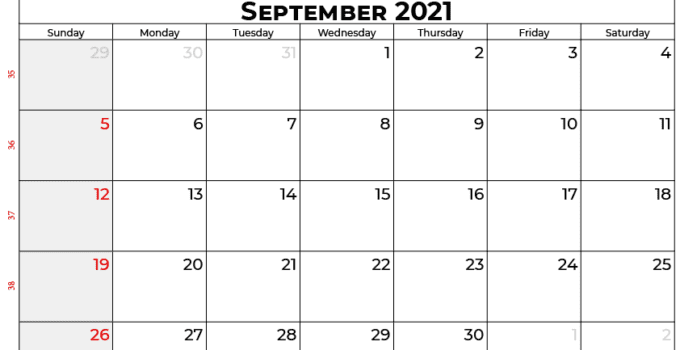 september calendar 2021 UK