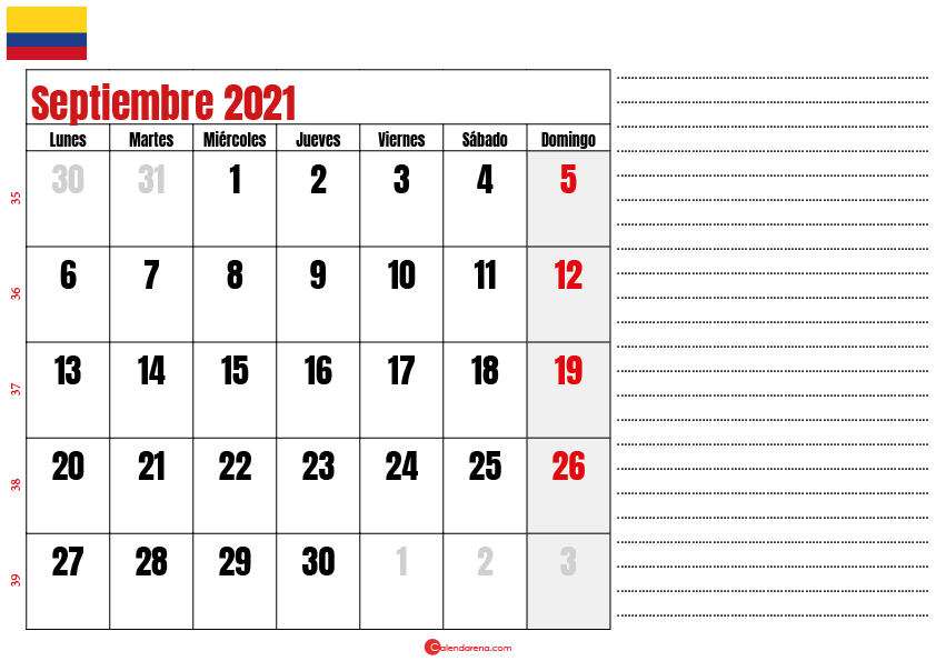septiembre 2021 calendario colombia