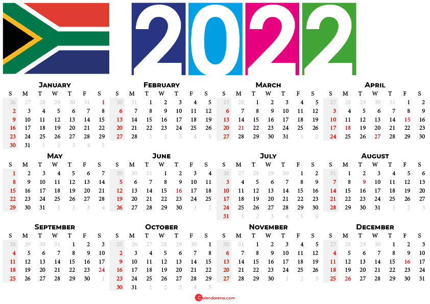 2022-calendar-south-africa-with-holidays-and-weeks-numbers