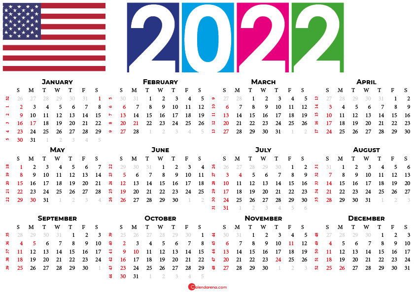 Halloween 2022 Calendar Date 2022 Calendar Usa With Holidays And Weeks Numbers