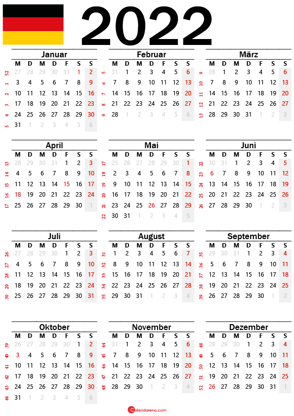 2022 kalender Deutschland