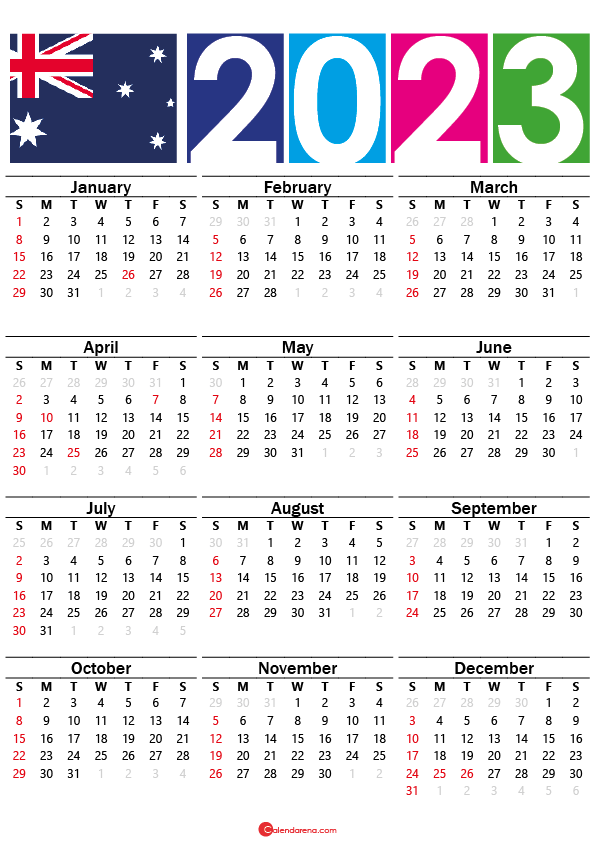Australia Calendar 2023 Free Printable Pdf Templates Images