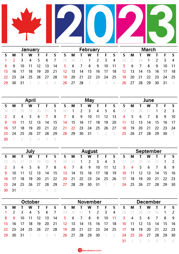 2023 Calendar With Holidays Printable Canada Get Calendar 2023 Update 