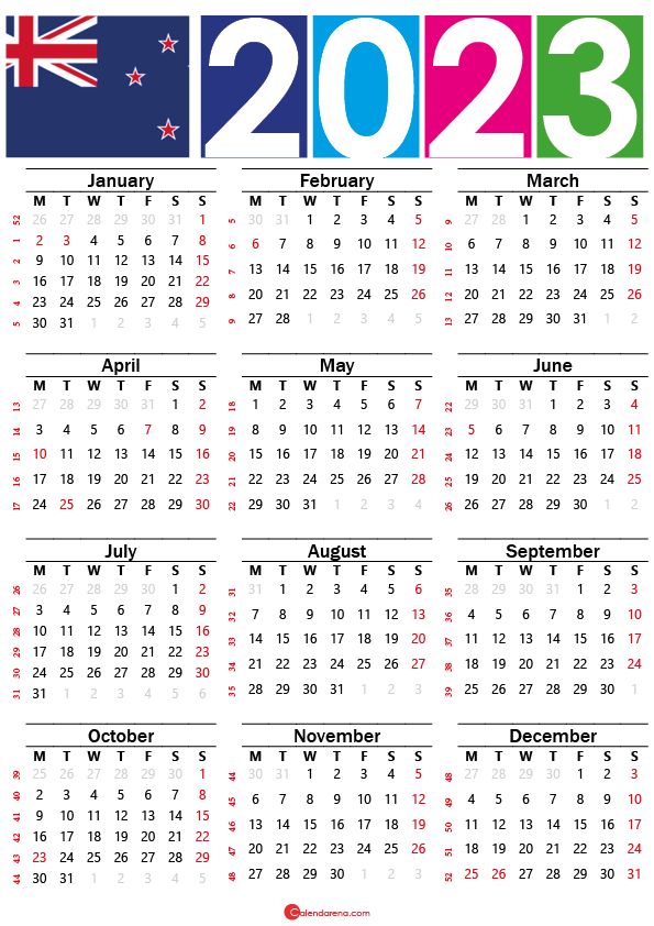 free printable calendar 2023 NZ
