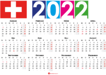 Kalender 2022 zum Ausdrucken für Schweiz
