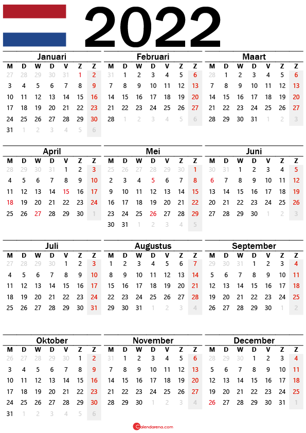 kalender 2022 printen Nederland