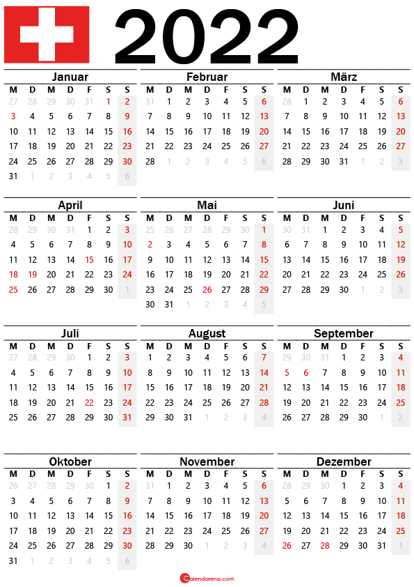 kalender 2023 zum ausdrucken Schweiz