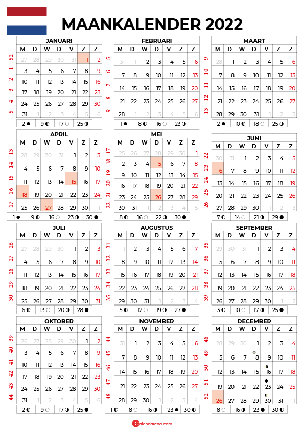 maankalender 2022-Nederland