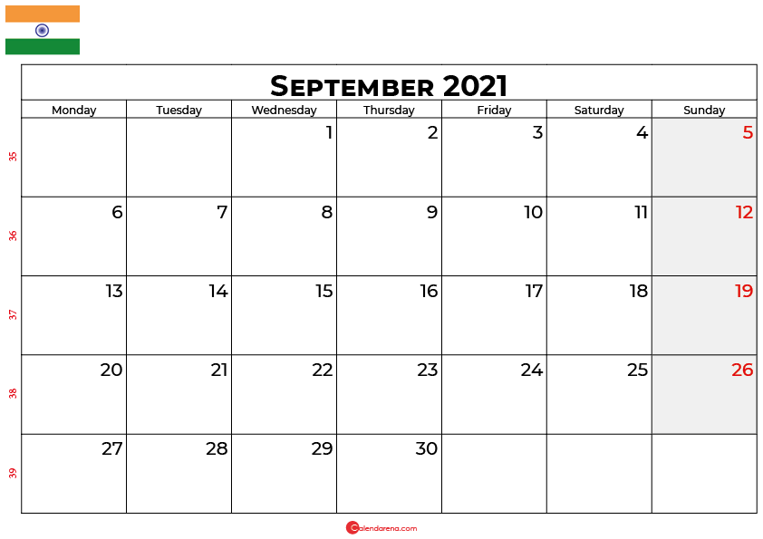 september 2021 calendar india