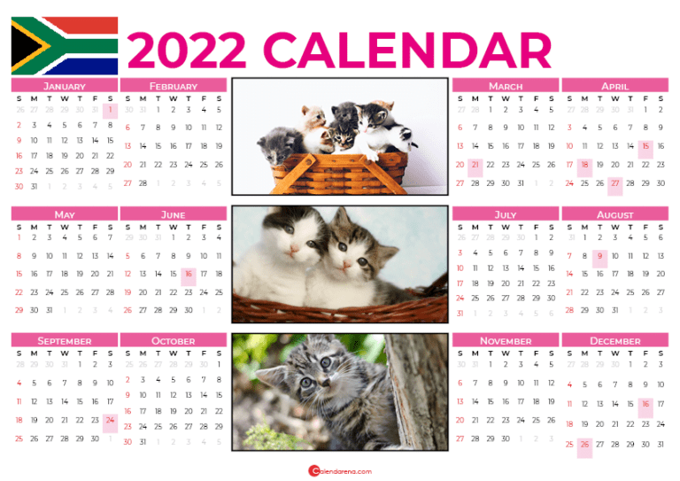 2022 calendar south africa with holidays and weeks numbers