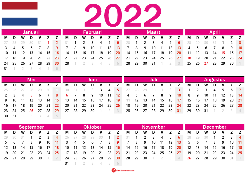 Kalender 2022 Nederland Met Weeknummers Gambaran