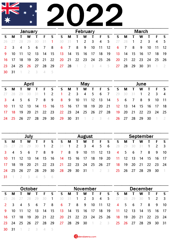 2022 Calendar Of Australia With Holidays All In One Photos