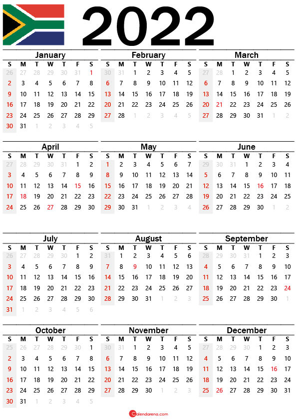2022 Calendar South Africa With Holidays And Weeks Numbers 2022 Calendar South Africa With Holidays And Weeks Numbers