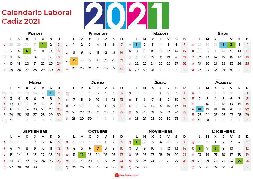 Calendario Laboral Cadiz 2021