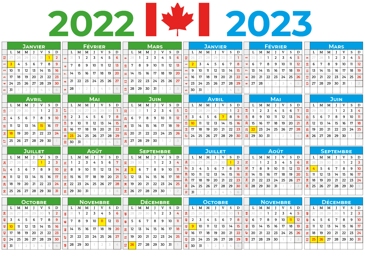 Calendrier 2022 2023 Canada 
