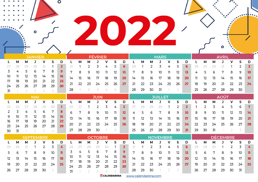 Calendrier 2022 suisse à imprimer