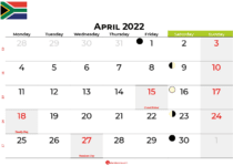 april 2022 calendar south africa
