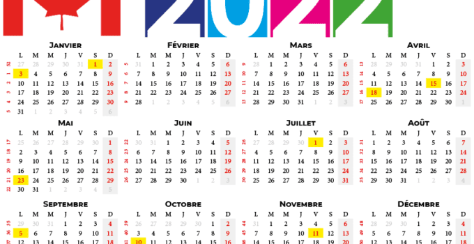 calendrier 2022 à imprimer canada