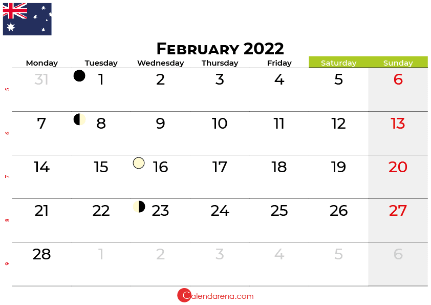 february 2022 calendar australia