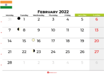february 2022 calendar india