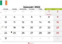 january 2022 calendar ireland