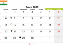 june 2022 calendar india