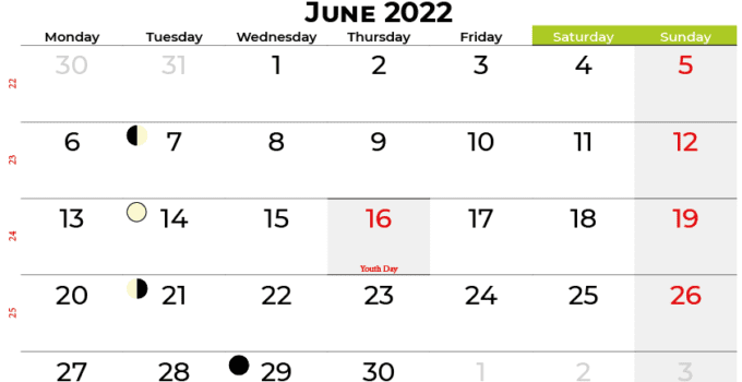 June 2022 Calendar With Holidays June 2022 - Calendarena