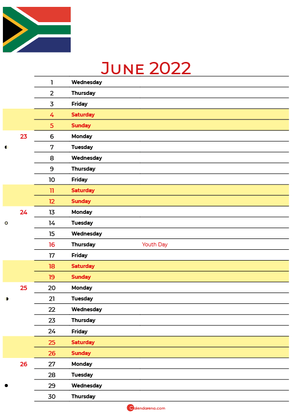 june calendar 2022 south africa