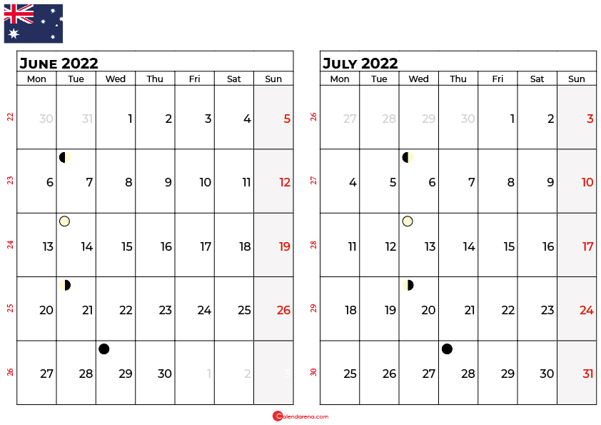 june july calendar 2022