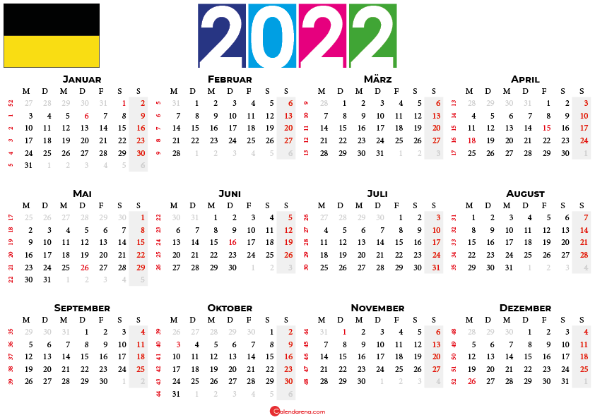 kalender 2022 baden württemberg zum Ausdrucken Calendarena