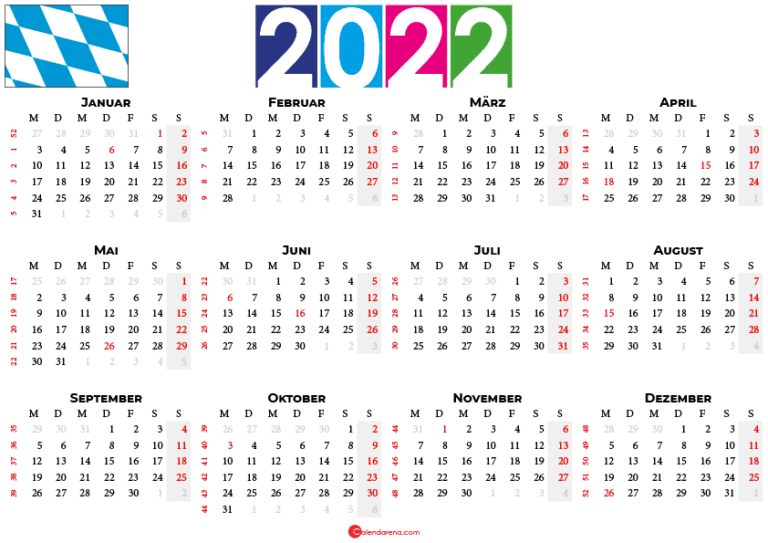 Kalender 2022  Bayern Zum Ausdrucken