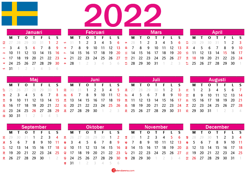 kalender med veckor 2022 - Sverige