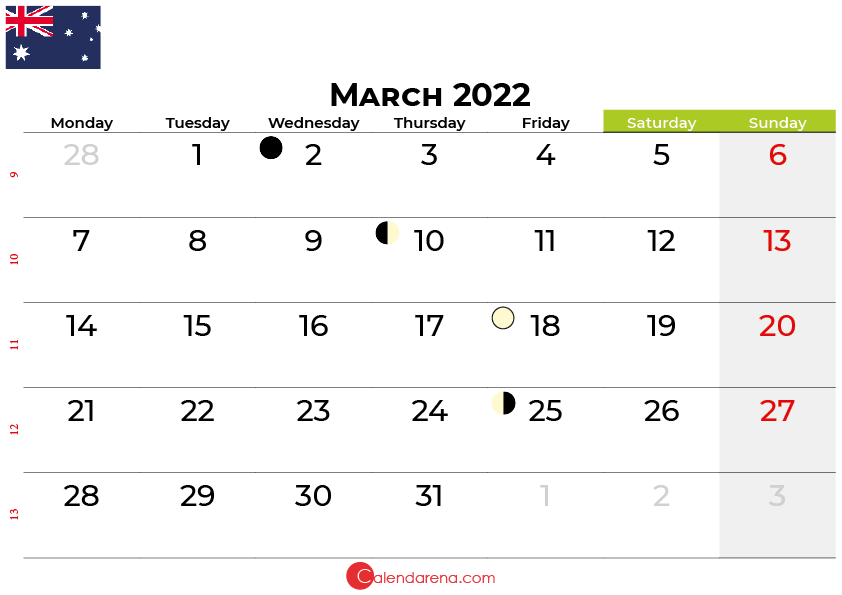 march 2022 calendar australia