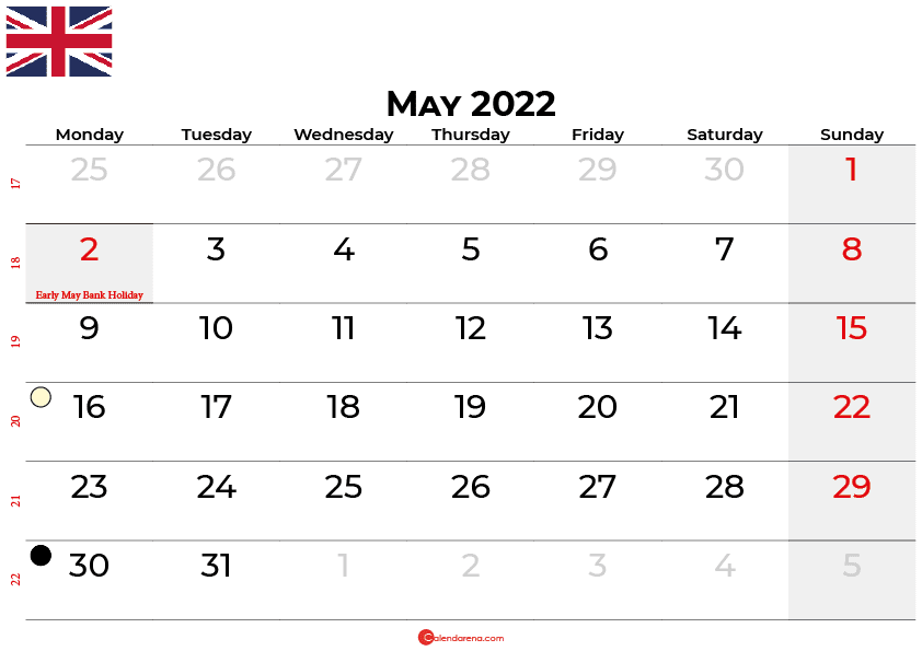 May 2022 Calendar With Holidays Download Free May 2022 Calendar United Kingdom With Holidays