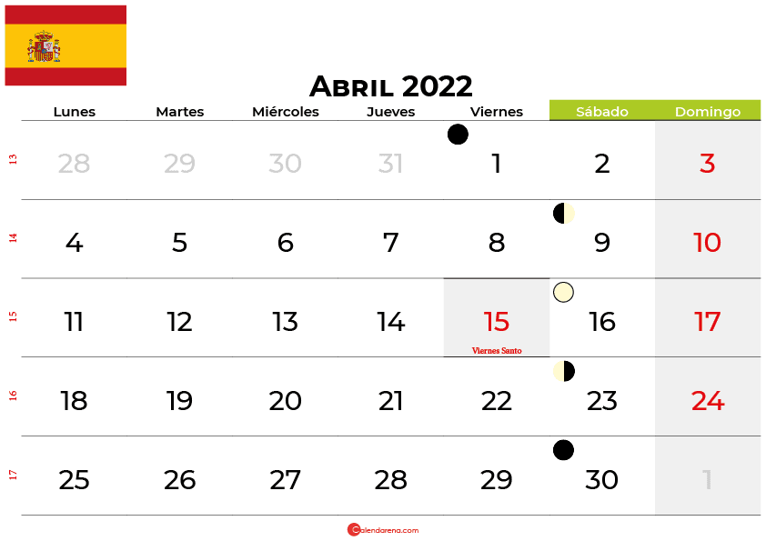 calendario abril 2022 España