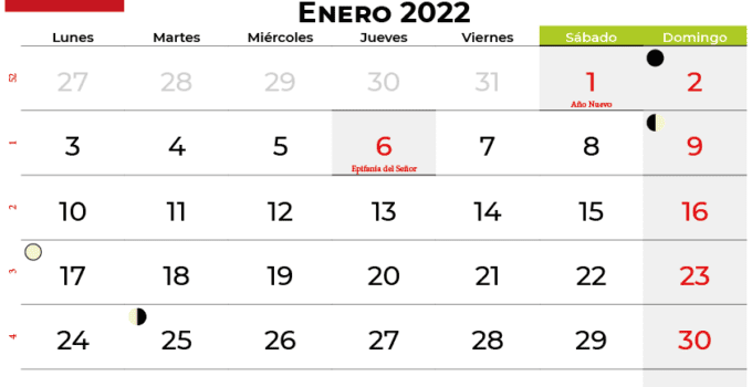 calendario enero 2022 España