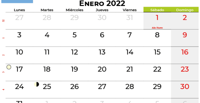 calendario enero 2022 argentina